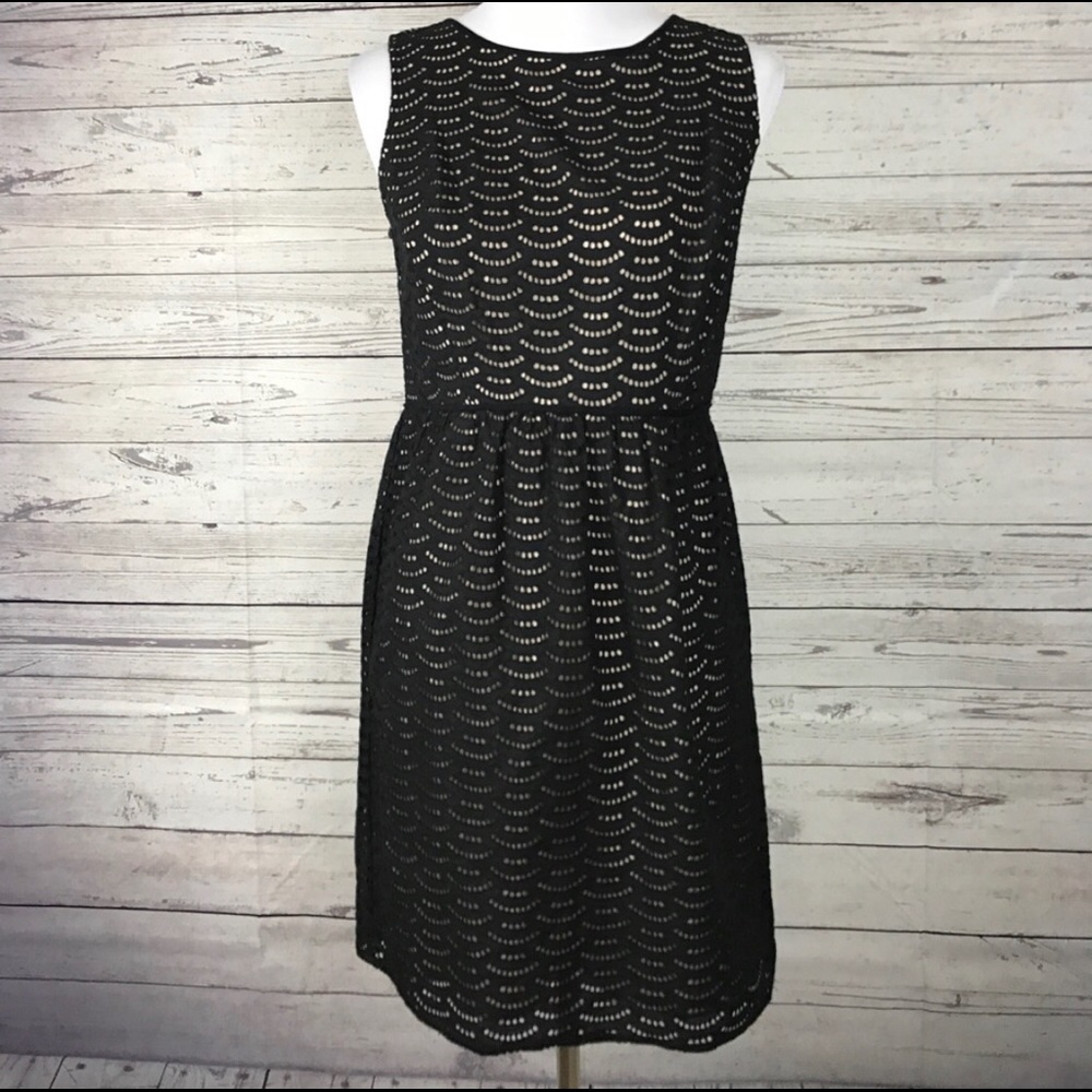 Loft Black Lace Nude Underlay Dress